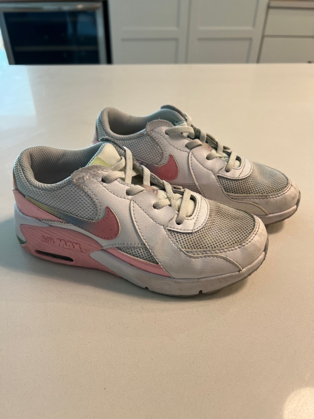 Nike Kids White and Pink Air Max Style Sneakers